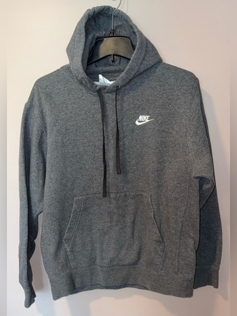 Men’s Nike Charcoal/anthrocite Pullover Hoodie with White Swoosh